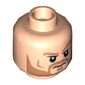 Minifig Head Thor, Light Brown Eyebrows and Beard, Frown / Angry Print [Hollow Stud]