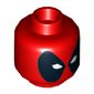Minifig Head Deadpool, Large Black Eyes Print [Hollow Stud]