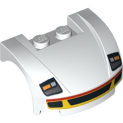 Vehicle Body, Wheel Arch / Mudguard 3 x 4 x 1 2/3 Low Profile, Curved Front with Headlights and Grille with Red and Yellow Trim Print