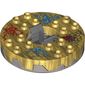 Turntable 6 x 6 Round Pearl Titanium Base Serrated with Blue, Red and Silver Print (Ninjago Spinner)