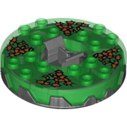 Turntable 6 x 6 Round Pearl Titanium Base Serrated with Black and Orange Print