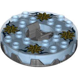 Turntable 6 x 6 Round Pearl Titanium Base Serrated with Spiral Stars Print (Ninjago Spinner)