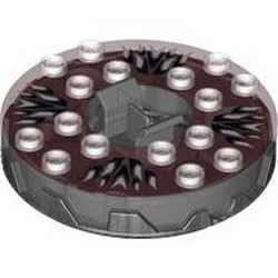 Turntable 6 x 6 Round Pearl Titanium Base Serrated with White Print (Ninjago Spinner)