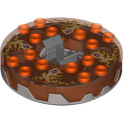 Turntable 6 x 6 Round Flat Silver Base Serrated with Fire Energy Print