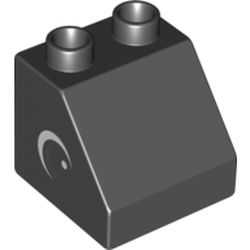 Duplo Brick 2 x 2 Slope 45° with Eye with White Spot and Curve Print on Both Sides