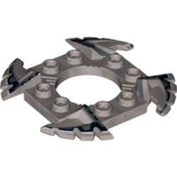 Ring 4 x 4 with 2 x 2 Hole and 4 Serrated Ends with Black and White Print (Ninjago Spinner Crown)