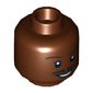 Minifig Head Lando Calrissian, Thin Split Moustache, Smile, Eyebrows, Eyes with White Pupils Print [Hollow Stud]