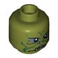Minifig Head Kithaba, Green Facial Lines Print [Hollow Stud]