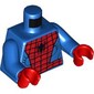 Torso Muscles, Black Webbing and Spider Print (Spider-Man), Blue Arms, Red Hands