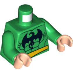 Torso Muscles Outline with Dragon Print (Iron Fist), Green Arms, Light Nougat Hands