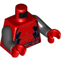 Torso Muscles Outline with Belt and Black Sides Print, Black Arms, Red Hands
