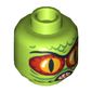 Minifig Head Swamp Creature, Red and Yellow Eyes, Pointed Teeth and Scales Print [Blocked Open Stud]