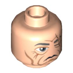 Minifig Head Even Piell, Scar over Left Eye, Wrinkles Print [Hollow Stud]