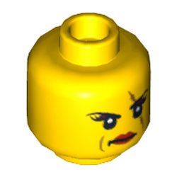 Minifig Head Ann Lee / Pirate, Dual Sided, Scar over Left Eye, Raised Eyebrow / Scowl Print [Hollow Stud]
