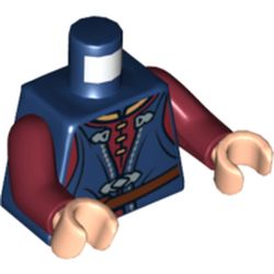Torso Waistcoat Long with Dark Red Shirt and Brown Belt Print, Dark Red Arms, Light Nougat Hands
