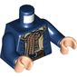 Torso Coat with 3 Buttons and Dark Tan Scarf Print, Dark Blue Arms, Light Nougat Hands