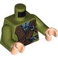 Torso Cloak with Brown Collar and Straps Print (Legolas), Olive Green Arms, Light Nougat Hands
