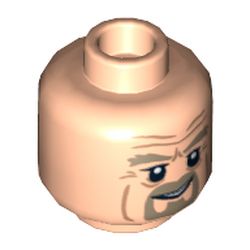 Minifig Head King Theoden, Dark Tan Goatee, Smile / Determined Print