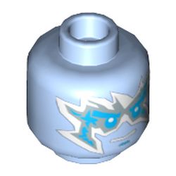 Minifig Head Zane, Ice Energy Print [Hollow Stud]
