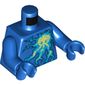 Torso Azure and Lime Lightning Energy Print, Blue Arms and Hands