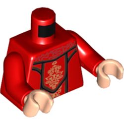Torso Dress with Gold Ornaments Print, Red Arms, Light Nougat Hands