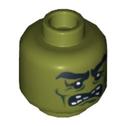 Minifig Head Monster, Thick Eyebrows, Toothy Grimace and Scars Print [Blocked Open Stud]