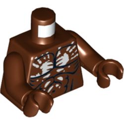 Torso Muscles Outline and White Handprint Print (Berserker), Reddish Brown Arms and Hands