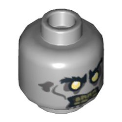 Minifig Head Zombie, White Eyes, Yellowed Teeth with One Missing Tooth Print [Hollow Stud]