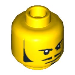 Minifig Head Rodney Rathbone, Sideburns, Moustache, Wrinkles and Smirk Print [Hollow Stud]