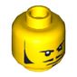Minifig Head Rodney Rathbone, Sideburns, Moustache, Wrinkles and Smirk Print [Hollow Stud]