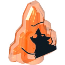 Rock 1 x 2 Crystal Stepped with Black Wolf Print [aka Moonstone]