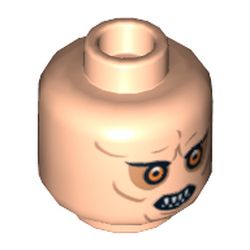 Minifig Head Bib Fortuna, Bared Teeth, Orange Eyes and Wrinkles Print