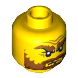 Minifig Head Jack McHammer / Captain Brickbeard, Bushy Beard and Eyebrows, Wrinkles Print [Hollow Stud]