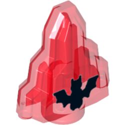 Rock 1 x 2 Crystal Stepped with Black Bat Print
