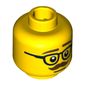 Minifig Head Businessman, Glasses with Dark Brown Thick Eyebrows and Moustache Print [Blocked Open Stud]