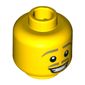 Minifig Head Lederhosen Guy, Tan Thin Eyebrows and Moustache, Grin with Teeth Print