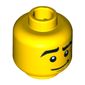 Minifig Head DJ, Eyebrows, Raised Right Eyebrow, Crooked Smile Print [Blocked Open Stud]
