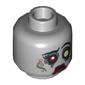 Minifig Head Zombie Bride, Dual Sided, White and Red Eye, Eyelashes and Red Lips, Sad / Determined Print [Hollow Stud]