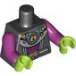 Torso Spacesuit, Shoulder Armor and Belt with UFO Print, Magenta Arms, Lime Hands