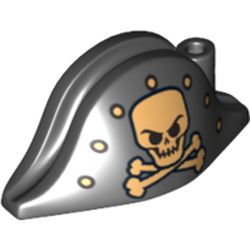 Hat Pirate Bicorne with Gold Skull, Crossbones and Dots Print
