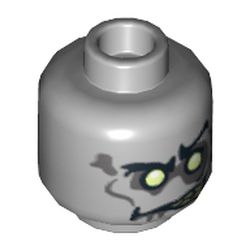 Minifig Head Zombie Groom, White Eyes, Yellowed Teeth, Angry Print [Hollow Stud]