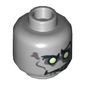 Minifig Head Zombie Groom, White Eyes, Yellowed Teeth, Angry Print [Hollow Stud]