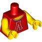 Torso Top with Scoop Neck and Red 'A' Print, Yellow Arms and Hands
