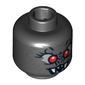 Minifig Head Vampire Bat, Fangs, Red Eyes and Dark Bluish Gray Fur Print