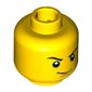 Minifig Head Dual Sided Thin Smirk, Raised Eyebrow / Scared with Teeth Print [Blocked Open Stud]