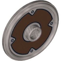 Shield Round with Stud and Raised Rim with Dark Brown Ring and 4 Rivets Print