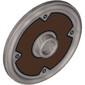 Shield Round with Stud and Raised Rim with Dark Brown Ring and 4 Rivets Print