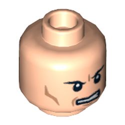 Minifig Head Lex Luthor, Eyebrows, Mouth with Teeth, Cheek Lines, Angry Expression Print [Hollow Stud]