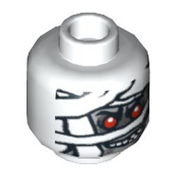 Minifig Head Mummy, Red Eyes and Glow in Dark Wrapping Print [Blocked Open Stud]