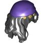 Hair Mid-Length with Parting and Rag Wrap / Bandana Dark Purple and 3 Gold Coins Print